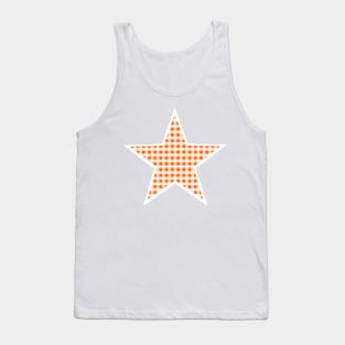 Orange and White Gingham Star Tank Top